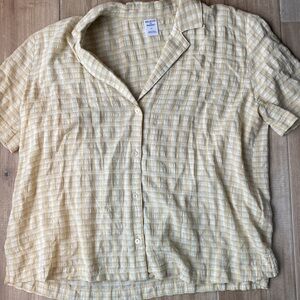 Melrose & Market Gingham Button Up Collared Short Sleeve XS